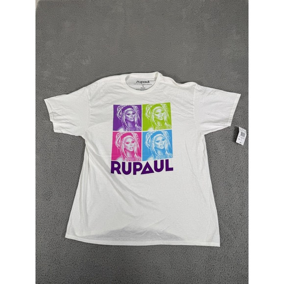 RuPaul Shirt Mens XL White Duotone Pop Art Graphic Drag Queen LGBTQ Pride Tee - Picture 1 of 6